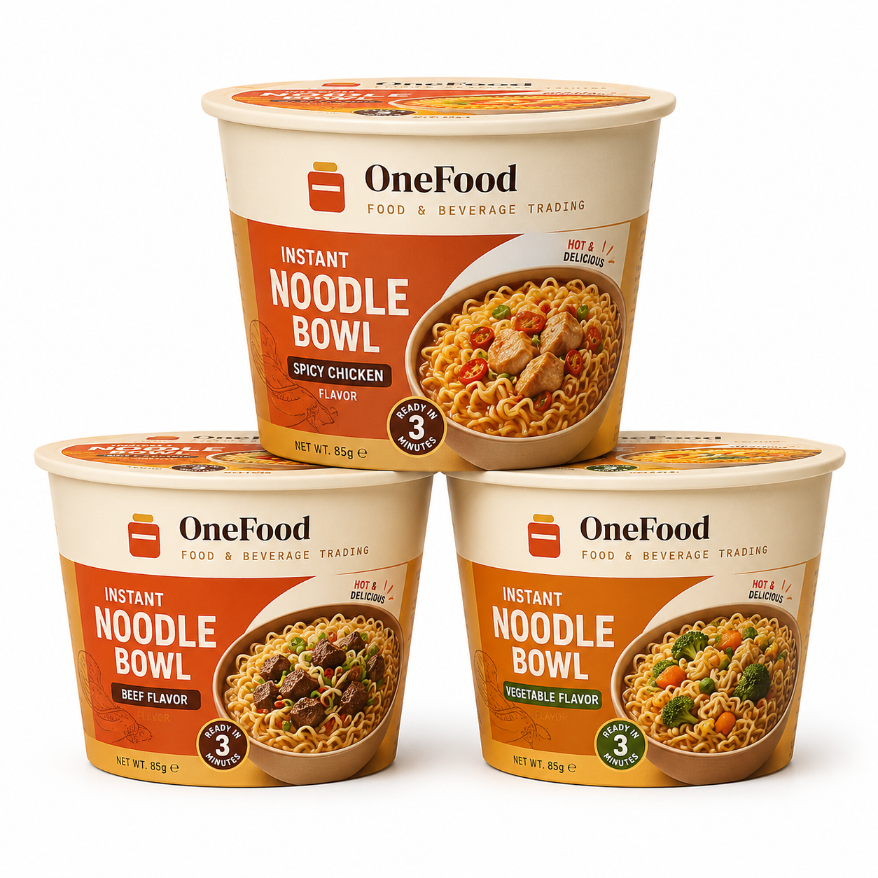 Instant Noodle Bowl Carton 3pcs